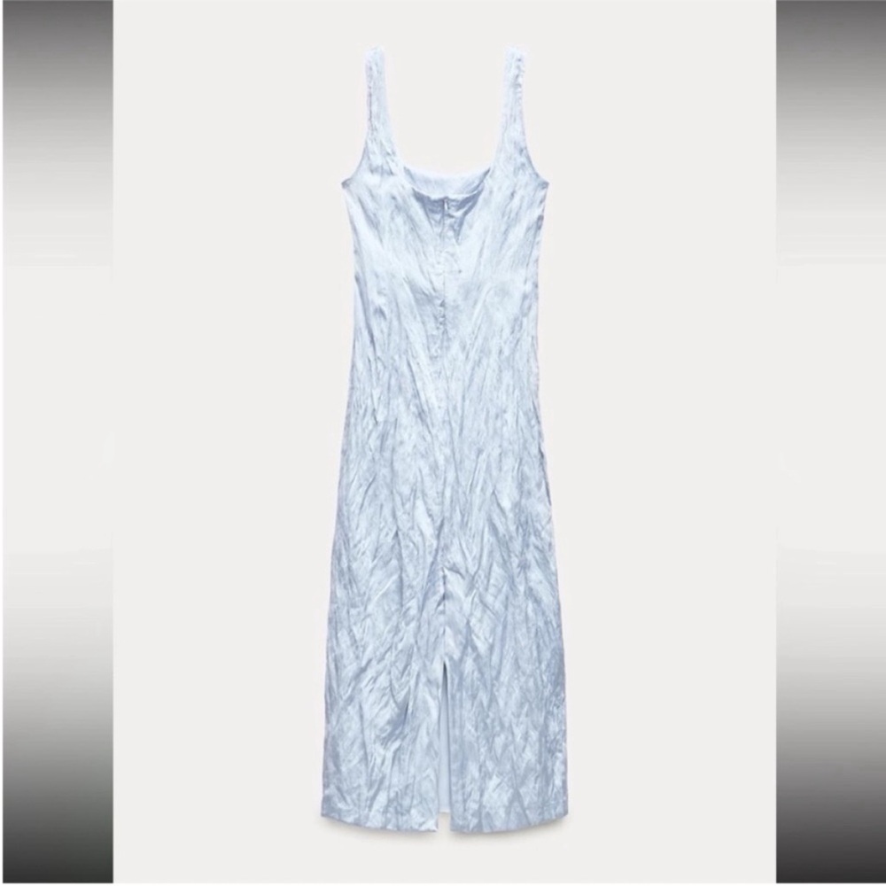 Zara, light blue, wrinkle look dress ZW collection , size Large - Picture 3 of 9
